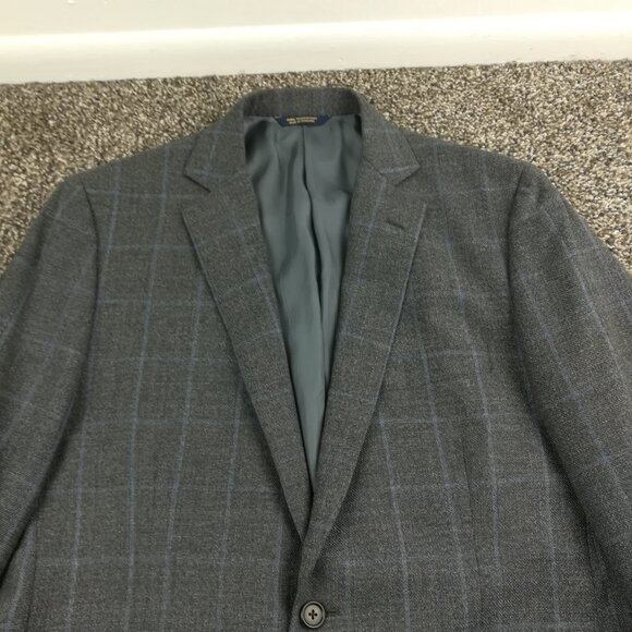 Brooks Brothers Other - Brooks Brothers Sport Coat Italy Wool Windowpane Plaid Gray Blue 42R Fitzgerald